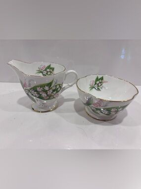 Vintage Royal Windsor Creamer and Sugar set Bone China floral made in England
